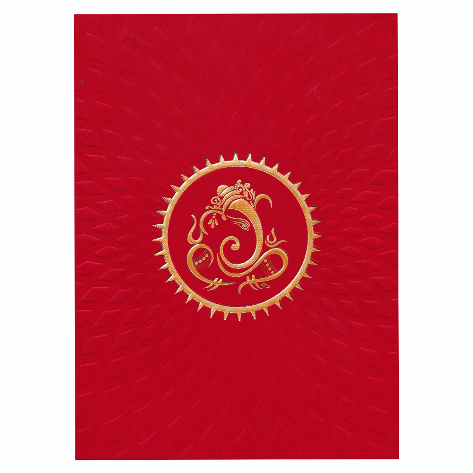 Royal Red Shading With Embossed Design Wedding Card - KNK2048-0